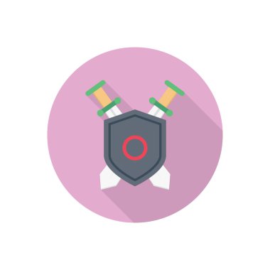 kılıç kalkanı vektör düz renk simgesi