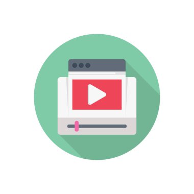 Web sayfası video vektörü düz renk simgesi