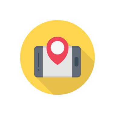 mobil konum vektörü düz renk simgesi