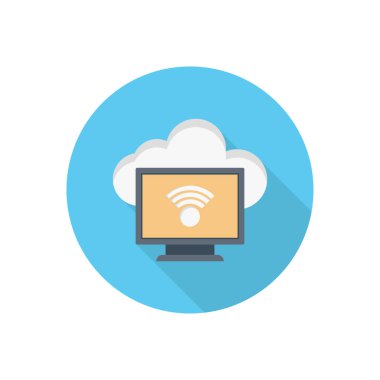 bulut sinyal vektörü düz renk simgesi