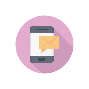 mobil ileti vektörü düz renk simgesi