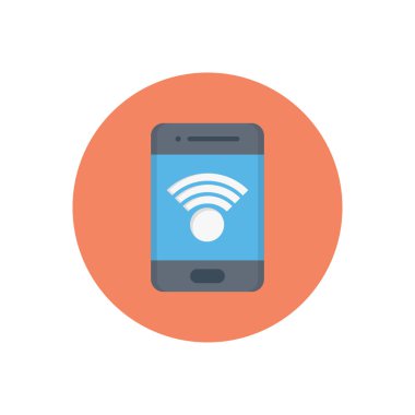 telefon sinyali vektörü düz renk simgesi