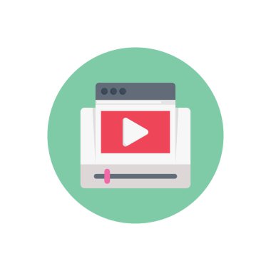 Web sayfası video vektörü düz renk simgesi