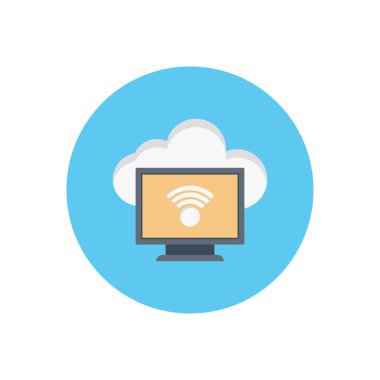 bulut sinyal vektörü düz renk simgesi