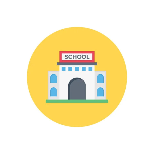 Escuela Vector Icono Color Plano — Vector de stock