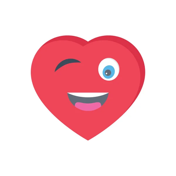 Heart Face Vector Flat Color Icon — 스톡 벡터