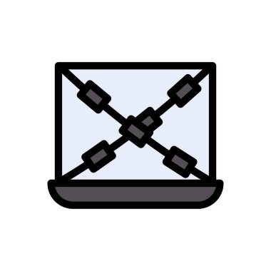 siber suç vektörü düz renk simgesi