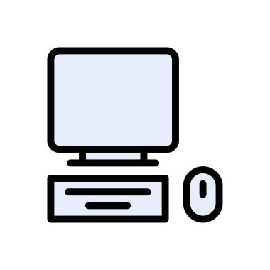 bilgisayar vektörü düz renk simgesi