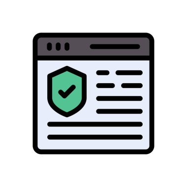 güvenlik vektörü düz renk simgesi