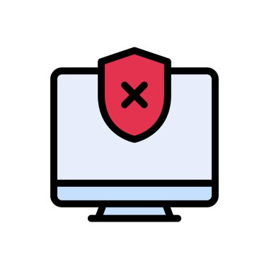 güvenlik vektörü düz renk simgesi