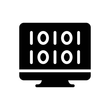 ikili vektör glyph düz simgesi