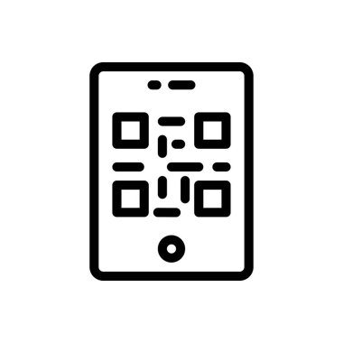 qr kod vektörü ince çizgi simgesi