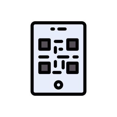 qr kod vektörü düz renk simgesi