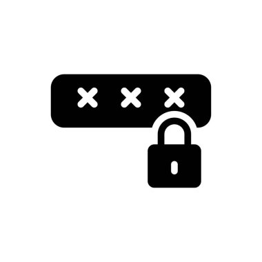 Güvenlik vektörü glyph düz simgesi