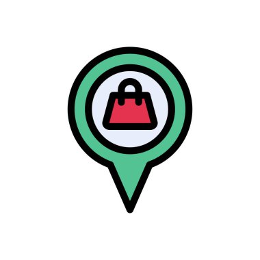 alışveriş konumu vektör düz renk simgesi