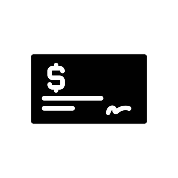 Cheque Vector Glyph Flat Icon — Stock Vector
