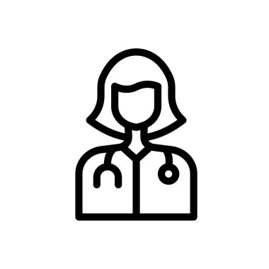 Bayan doktor vektör ince çizgi simgesi