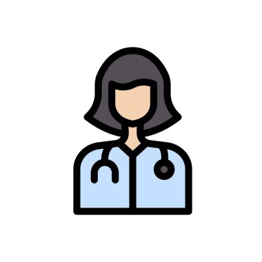 Bayan doktor vektör düz renk simgesi