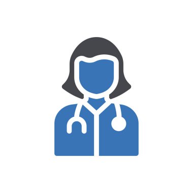 Bayan doktor vektör renk simgesi
