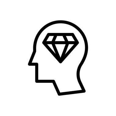 zihin elmas vektörü ince çizgi simgesi