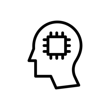 zihin çipi vektörü ince çizgi simgesi