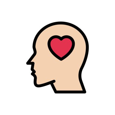 Zihin kalp vektörü düz renk simgesi