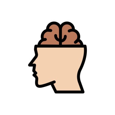 beyin vektörü düz renk simgesi