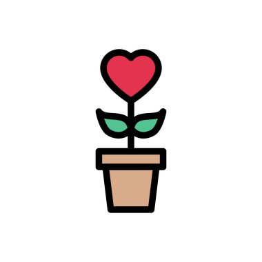 kalp büyüme vektörü düz renk simgesi