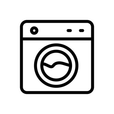 çamaşır makinesi vektörü ince çizgi simgesi