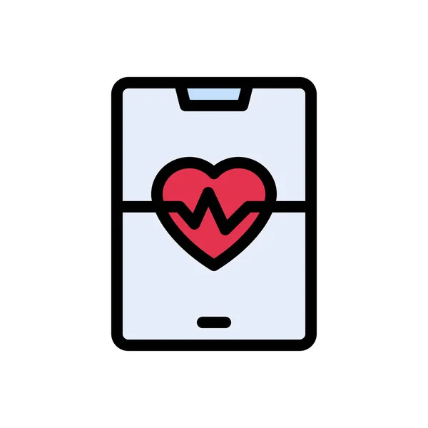 Mobile Heart Vector Flat Color Icon — Stock Vector