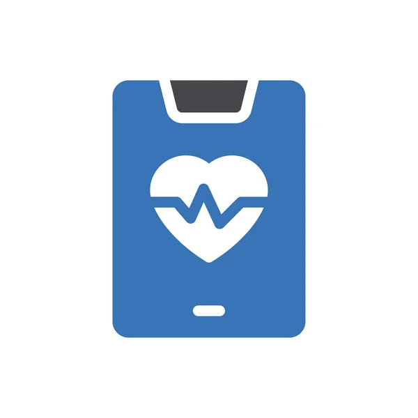 Mobile Heart Vector Glyph Color Icon — Stock Vector