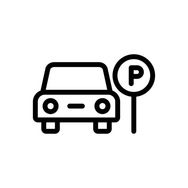 Parkeerplaats Vector Dunne Lijn Pictogram — Stockvector