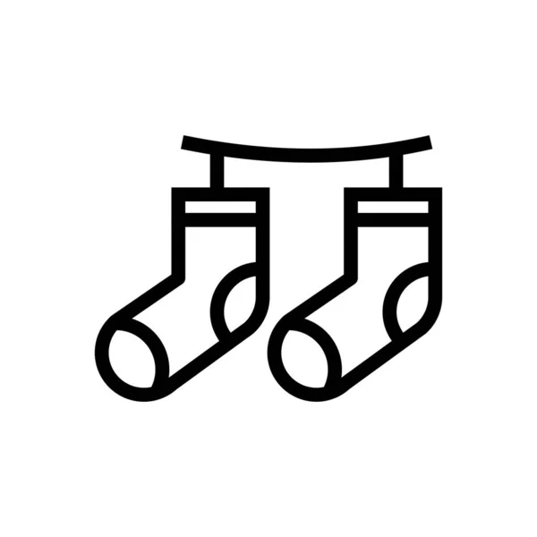 Sušení Ponožky Vektor Tenké Čáry Ikona — Stockový vektor