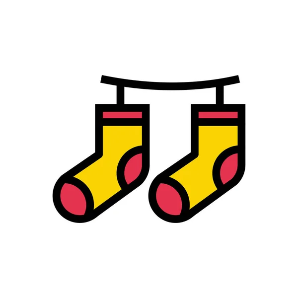 Шкарпетки Сушіння Вектор Плоский Колір Значок — стоковий вектор