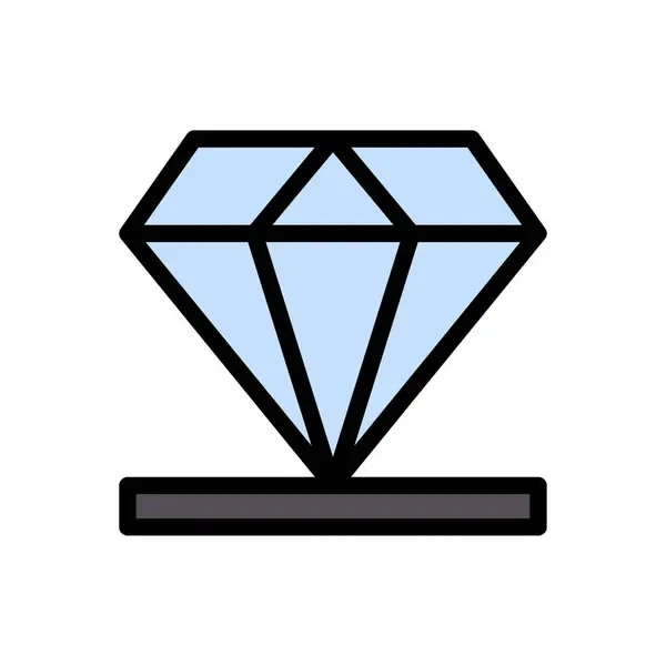 Diamant Vector Vlakke Kleur Pictogram — Stockvector