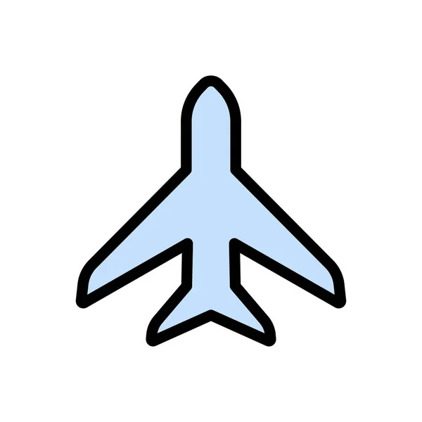 Flugzeug Vektor Flache Farbe Symbol — Stockvektor