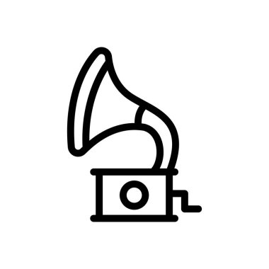 gramofon vektörü ince çizgi simgesi