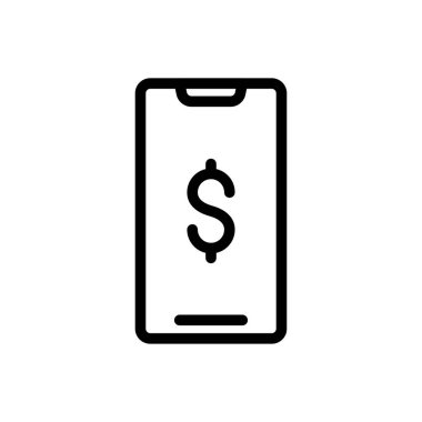 mobil ödeme vektörü ince çizgi simgesi