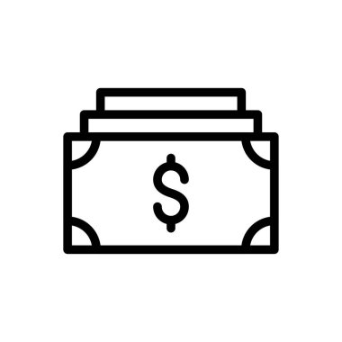 Dolar nakit vektörü ince çizgi simgesi
