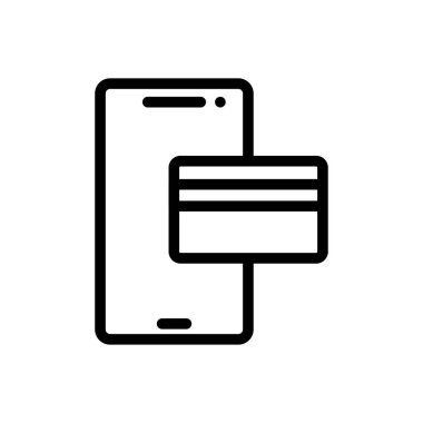 mobil ödeme vektörü ince çizgi simgesi