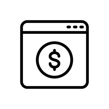 Web sayfası ödeme vektörü ince çizgi simgesi