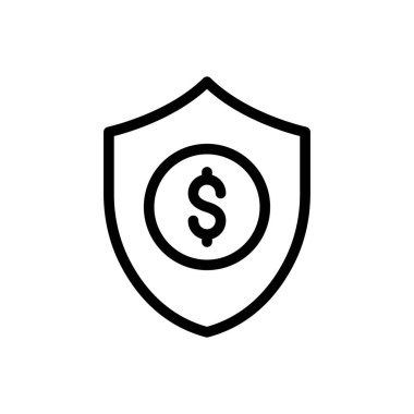 Dolar kalkanı vektörü ince çizgi simgesi