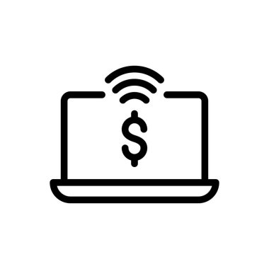 laptop kablosuz vektör ince çizgi simgesi