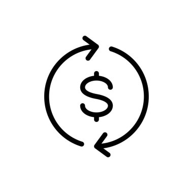Dolar transfer vektörü ince çizgi simgesi