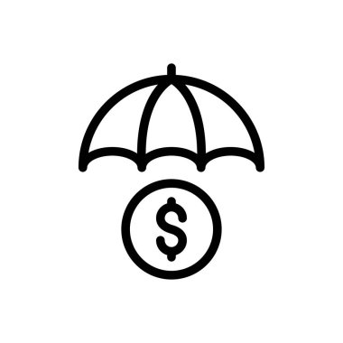 Koruma dolar vektörü ince çizgi simgesi