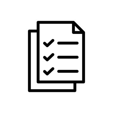 Kontrol listesi vektörü ince çizgi simgesi