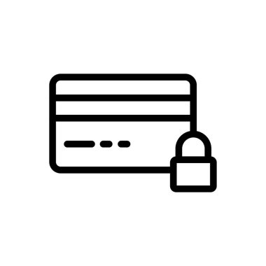 Kredi kartı kilidi vektör ince çizgi simgesi