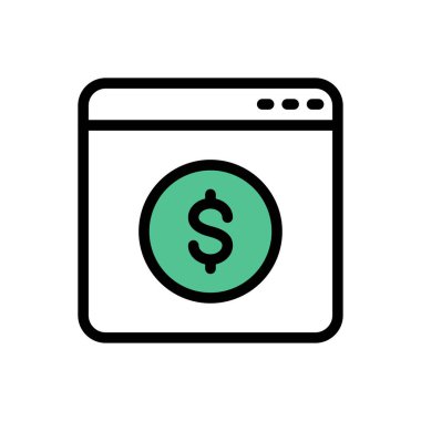 Web sayfası ödeme vektörü düz renk simgesi