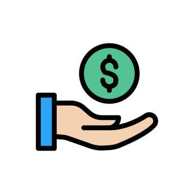 Dolar ödeme vektörü düz renk simgesi