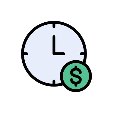 Dolar saat vektörü düz renk simgesi